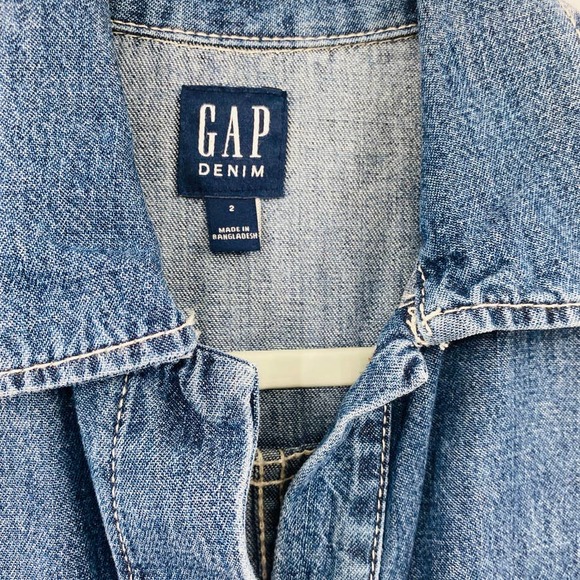 Gap Blue Utility Jumpsuit Denim Carwash Romper Medium Wash Size 2 Wide Leg - Picture 6 of 10